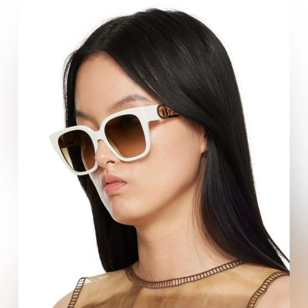 Authentic FENDI Square Acetate-frame Sunglasses in White - Like New